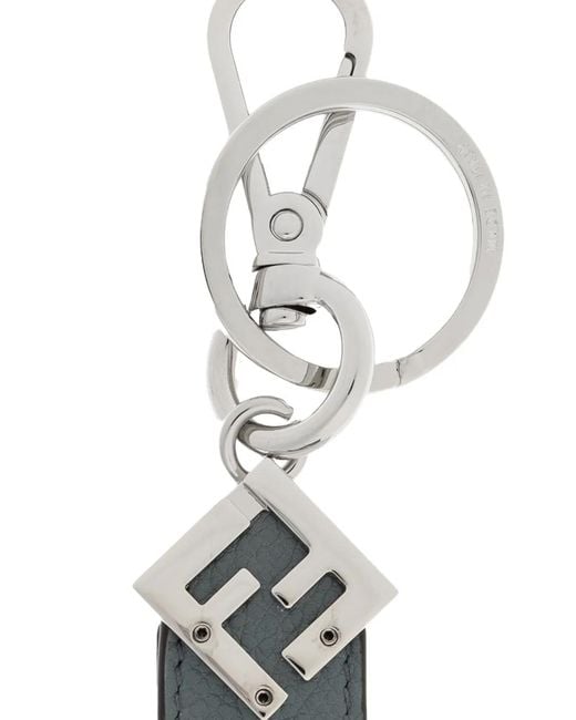 Fendi White Logo Detail Keyring for men