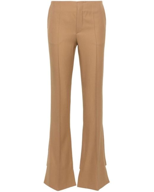 Chloé Natural Broken-Heel Wool Trousers