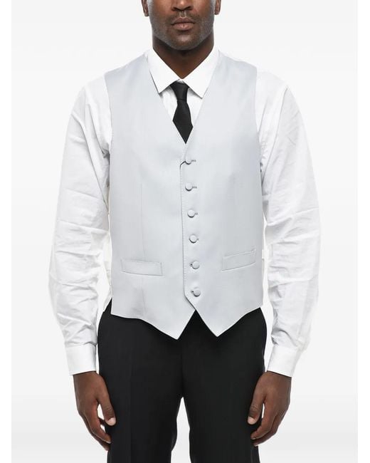 Corneliani White Mantua Virgin-Wool Waistcoat for men