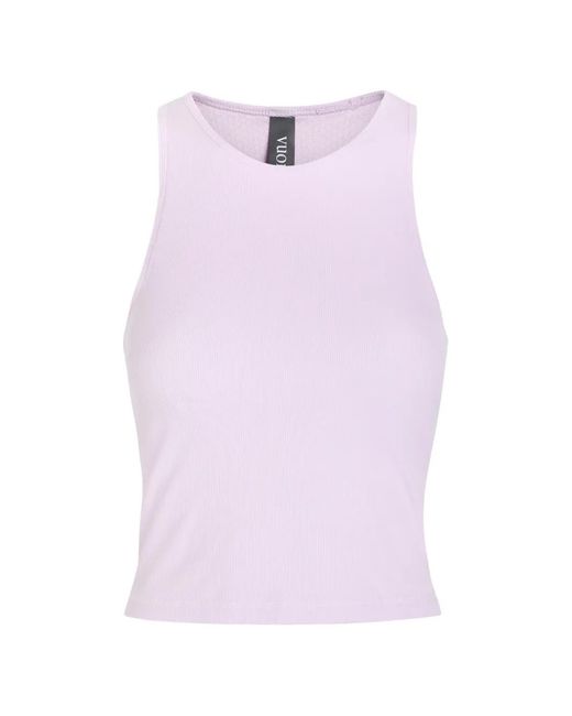 vuori Pink Ribbed Racer-Back Tank Top
