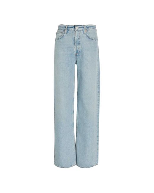 Agolde Blue Ren Faded Wide-Leg Jeans