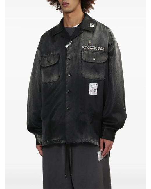 Maison Mihara Yasuhiro Black Logo-Patch Shirt for men