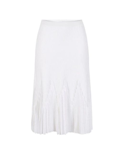 Elisabetta Franchi White Knit Skirt With Ruffles