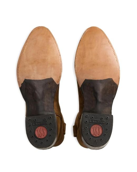 RRL Brown Suede Western Ankle Boots for men