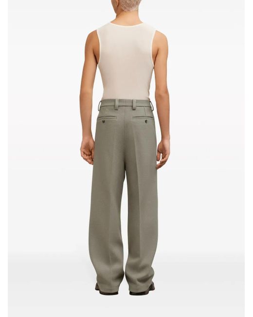 AMI Gray Wide-Leg Knitted Trousers for men