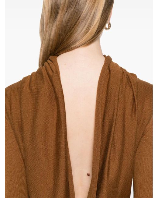 AYA MUSE Brown Rückenfreies Maxikleid Mit Langen Ärmeln