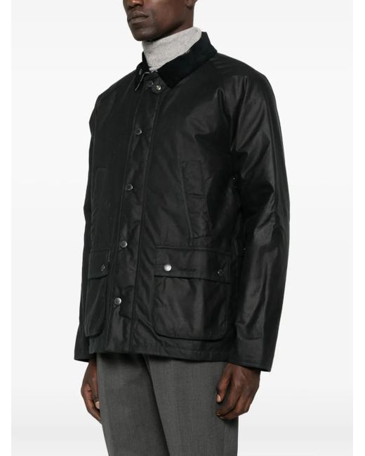 Barbour Black Corduroy-Collar Flap-Pocket Jacket for men