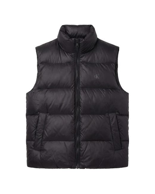 Calvin Klein Black Quilted Logo-Print Gilet for men