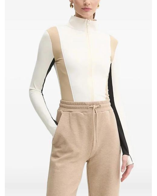 Boss Natural Colour-Block Zip-Neck T-Shirt