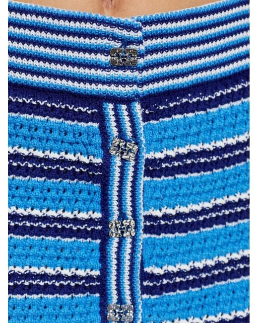 Ganni Blue Jupe Longue À Carreaux