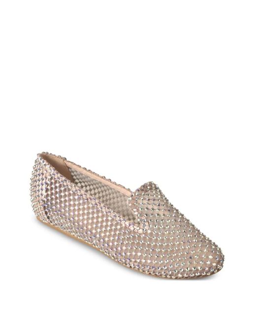 Le Silla Gray Gilda Crystal-Embellished Mesh Ballet Flats