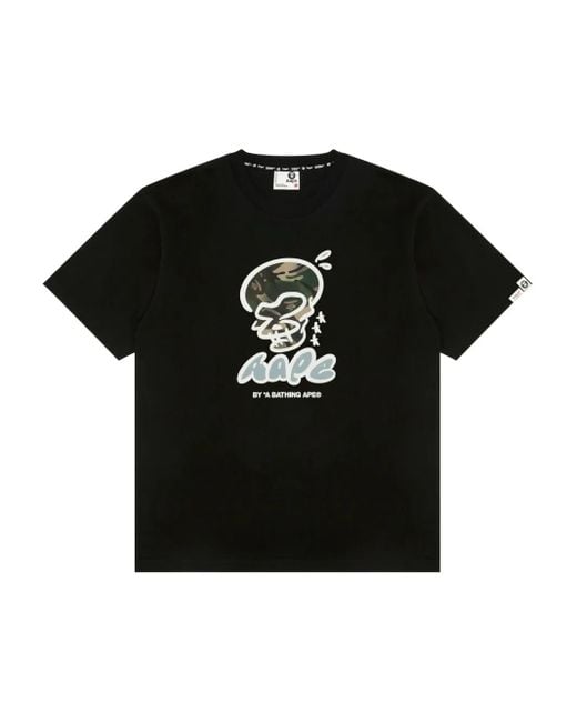 Aape By A Bathing Ape Black Logo-Print T-Shirt for men