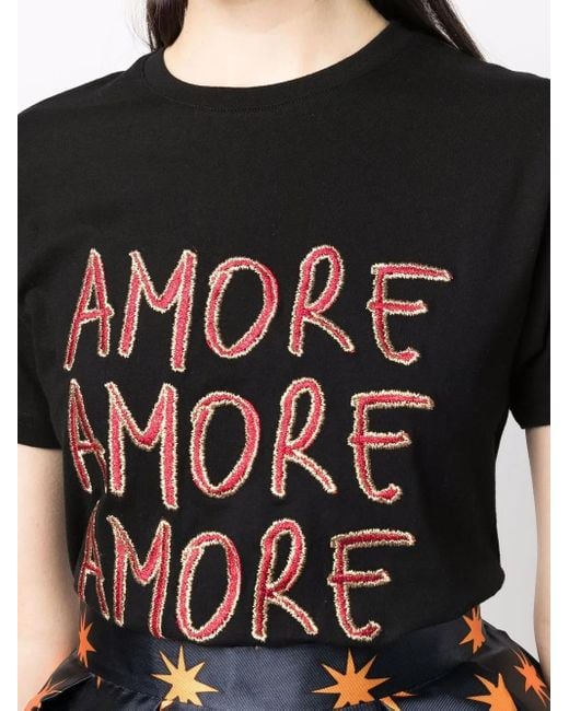ALESSANDRO ENRIQUEZ Black Amore Embroidered-Logo T-Shirt