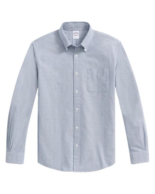 Brooks Brothers Blue Regular Fit Oxford Cloth Friday Sport Shirt With Polo Button Down Collar for men