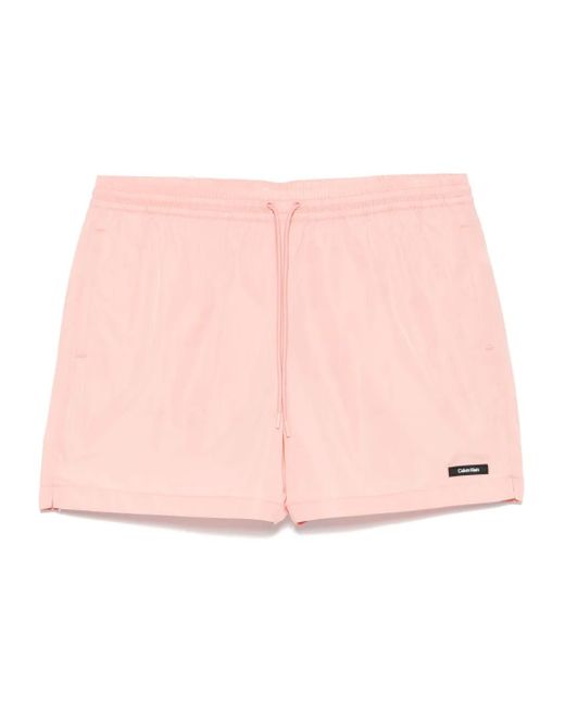 メンズ Calvin Klein ロゴ トランクス水着 Pink