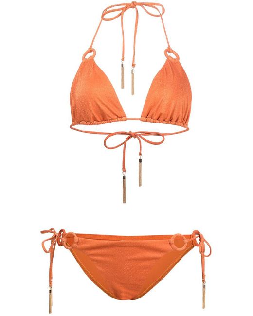 Zimmermann Anneke Lurex Ring Halterneck Bikini Set in Orange Lyst UK