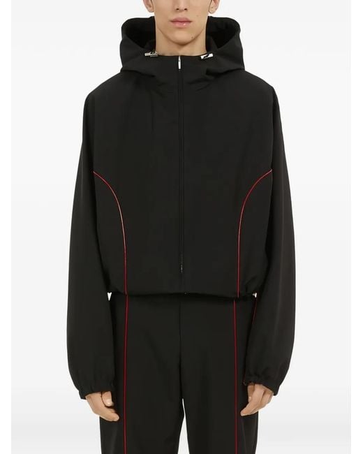 Ferragamo Black Manteau À Capuche Et Détail Passepoilé for men