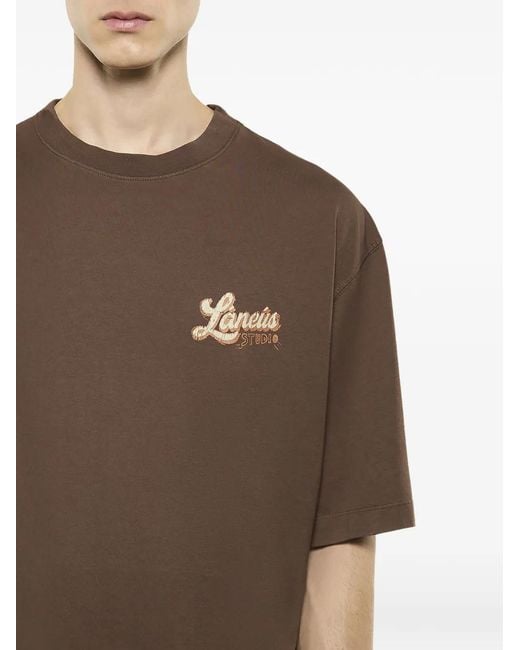 Laneus Brown T-Shirt À Logo Imprimé for men