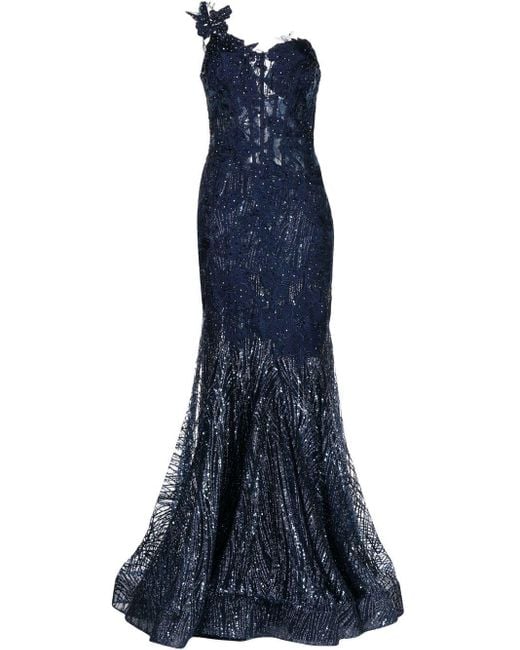 Jovani Lace One-shoulder Dress in Blue | Lyst