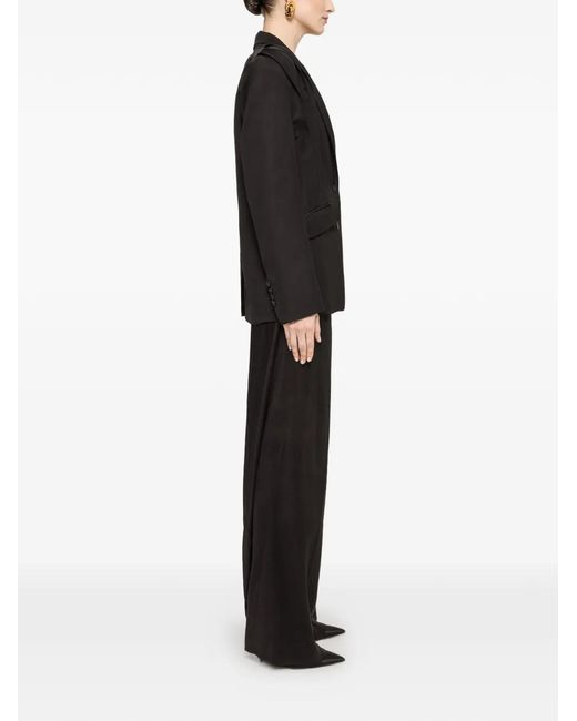 Nissa Black Oversized Pleated Blazer