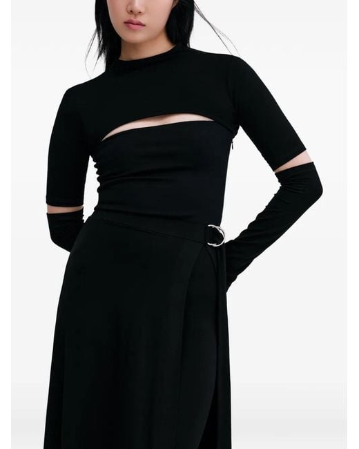 MARCELLA Black Indra Mock-Neck Cut-Out Top