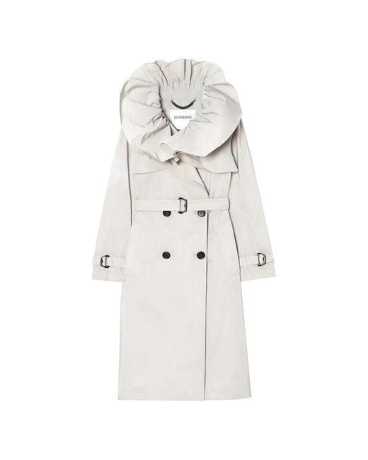 Burberry White Long Faille Clare Trench Coat