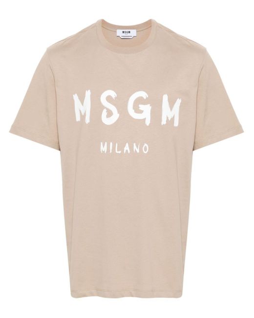 MSGM T-Shirt mit Logo-Print in Natural für Herren