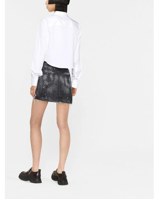 DSquared² White Icon Print Cropped Shirt