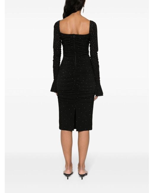 Nissa Black Rhinestone-embellished Bodycon Dress