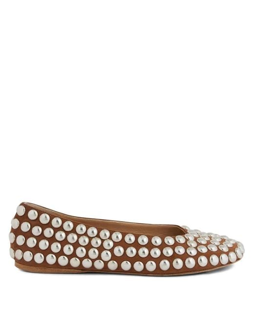 Rabanne Brown Studded Ballet Flats