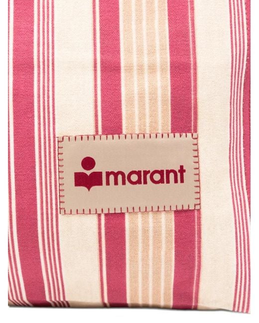 Isabel Marant Pink Yenky Striped Logo Patch Tote Bag