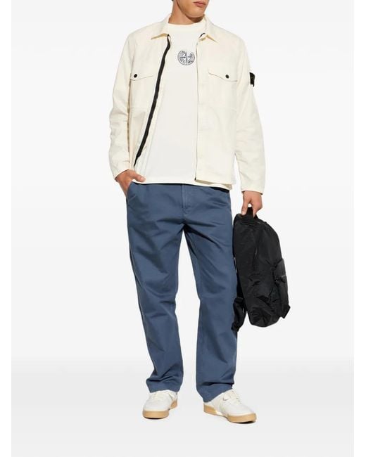 Stone Island White Logo-Patch Jacket for men