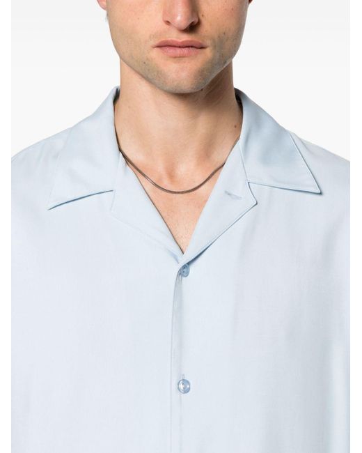 Sandro Blue Camp-collar Twill Shirt for men