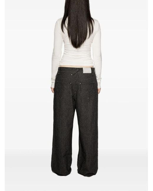 Protémoa Black Pinstripe Wide-Leg Jeans