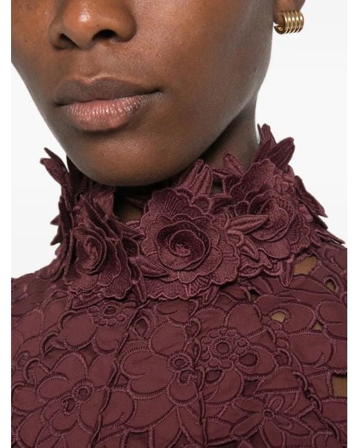 Rebecca Vallance Purple Kitsu Floral-Lace Midi Dress