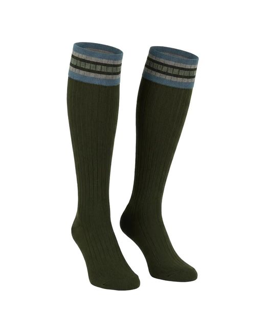 Valentino Garavani Green Ribbed Striped-Trim Socks for men