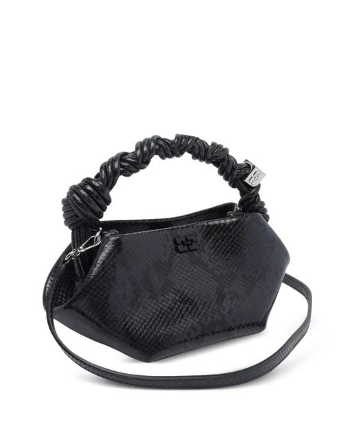 Ganni Black Small Twisted-Handle Shoulder Bag