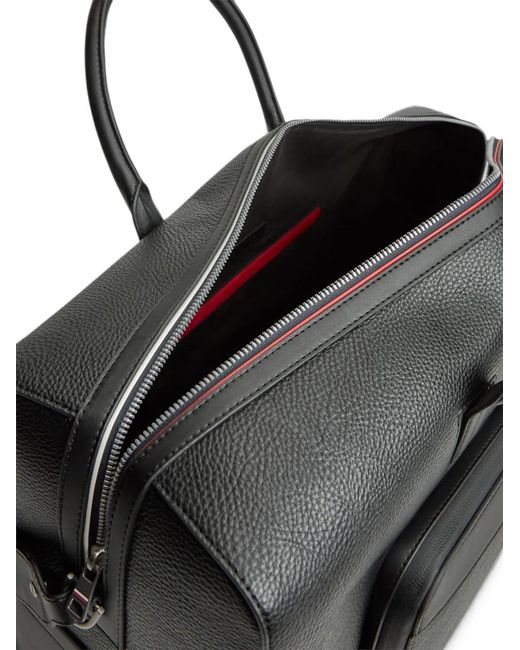 Tommy Hilfiger Black Logo-Plaque Pebbled Luggage Bag for men