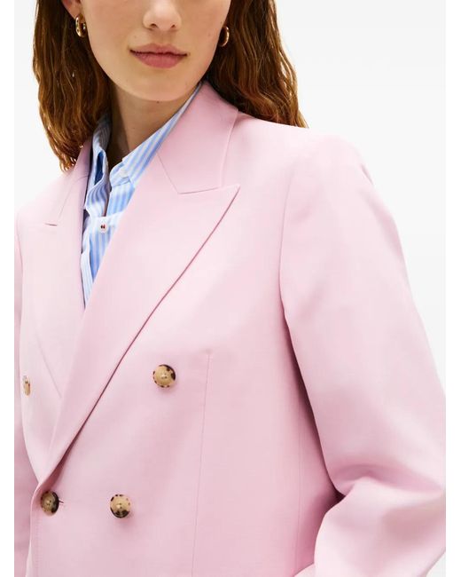 Tommy Hilfiger Pink Blazer Timeless À Boutonnière Croisée En Laine Mélangée