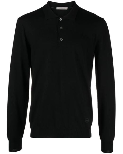 Corneliani Black Virgin Wool Polo Sweater for men