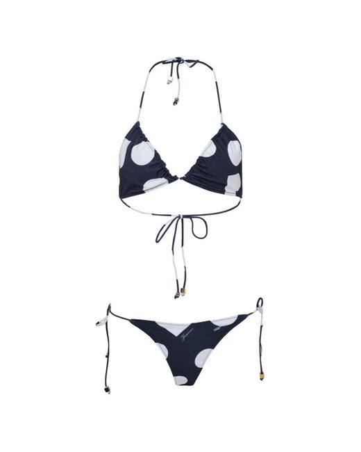 Jacquemus White Triangle Polka-Dot Triangle Bikini Set