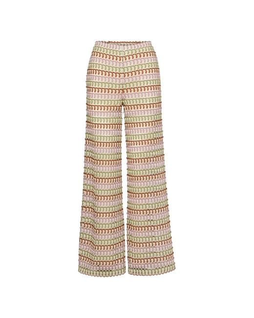 Veronica Beard Natural Fatima Geometric-Pattern Trousers