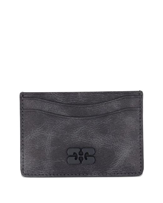 Ganni Gray Logo-Patch Card Holder for men