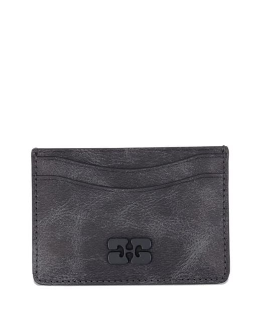 Ganni Gray Logo-Patch Card Holder for men