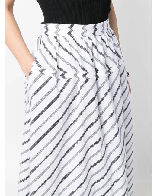 Tory Burch Variegated Gestreepte Popeline Rok in het White
