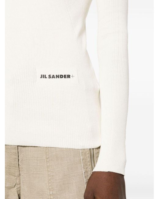 Jil Sander Natural Pullover mit Logo-Print
