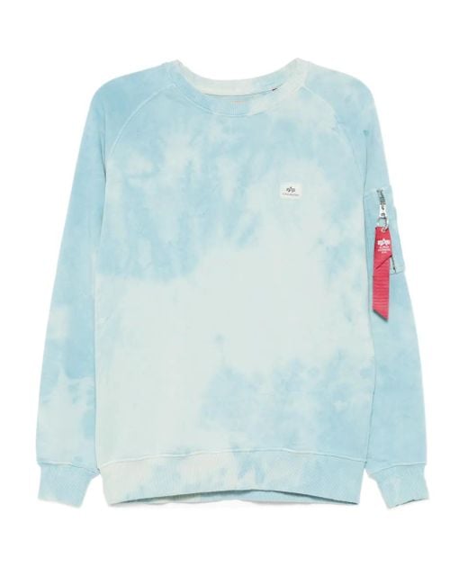 Felpa Con Applicazione Logo di Alpha Industries in Blue da Uomo
