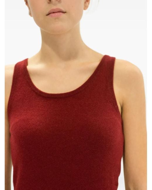 LA ROSE Red Knitted Tank Top