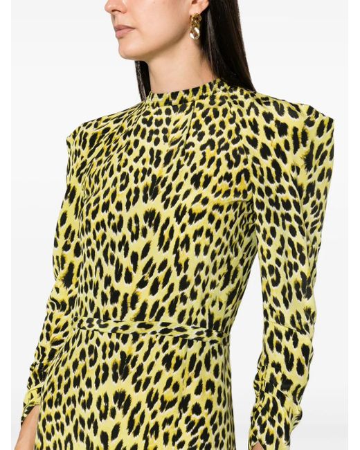 Zadig & Voltaire Green Racyl Leopard-Print Silk Midi Dress