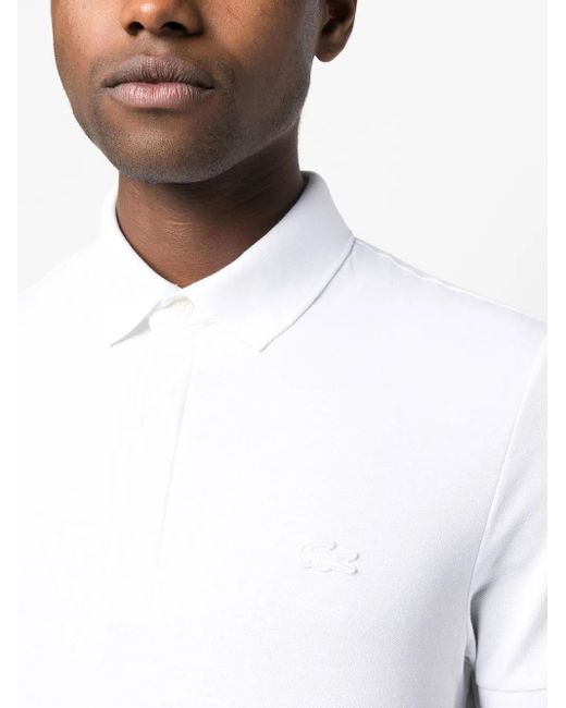 Lacoste White Logo-Patch Polo Shirt for men